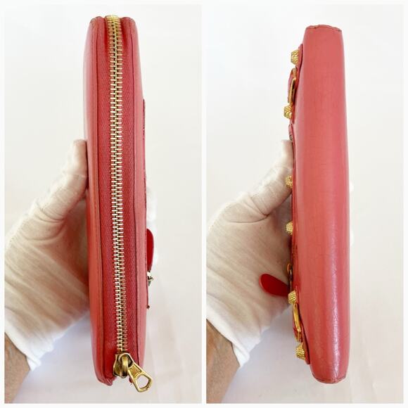 BALENCIAGA Motocross Leather Lambskin Zip Around Wallet Salmon - Picture 13 of 14